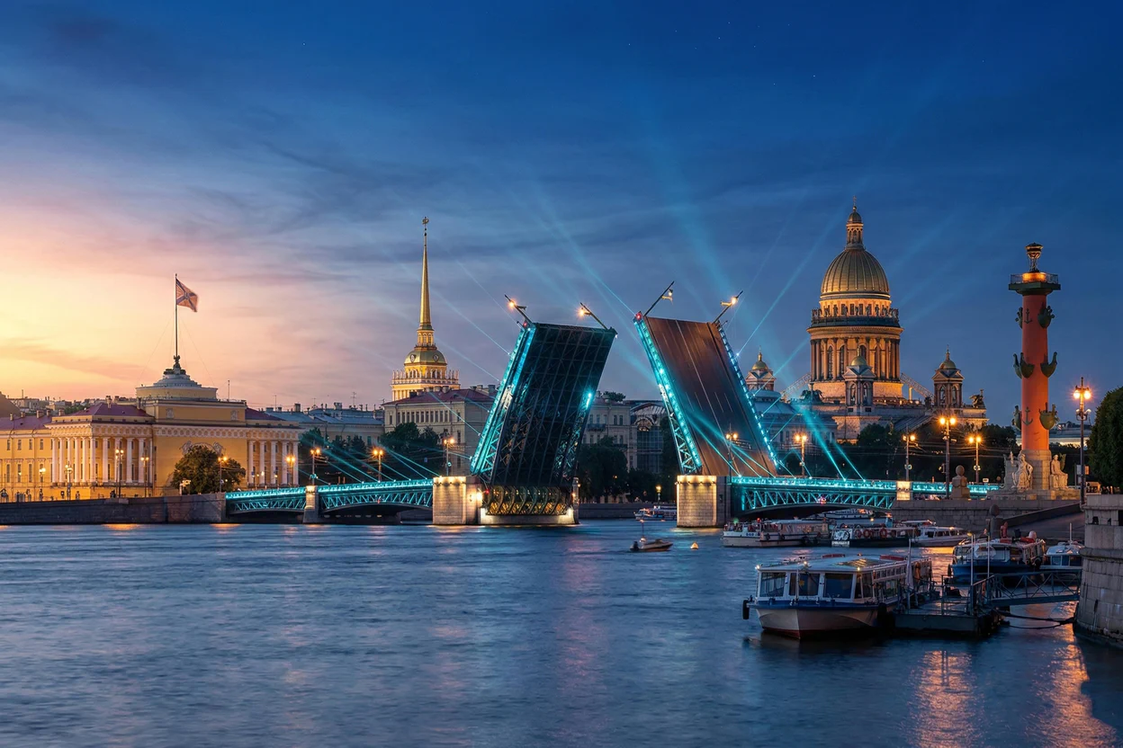 Развод мостов на катере